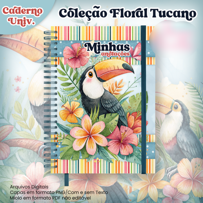 8-Caderno Universitário Coleção Floral Tucano Arquivo Caderno Universitário Coleção Floral Tucano - Imagem 1