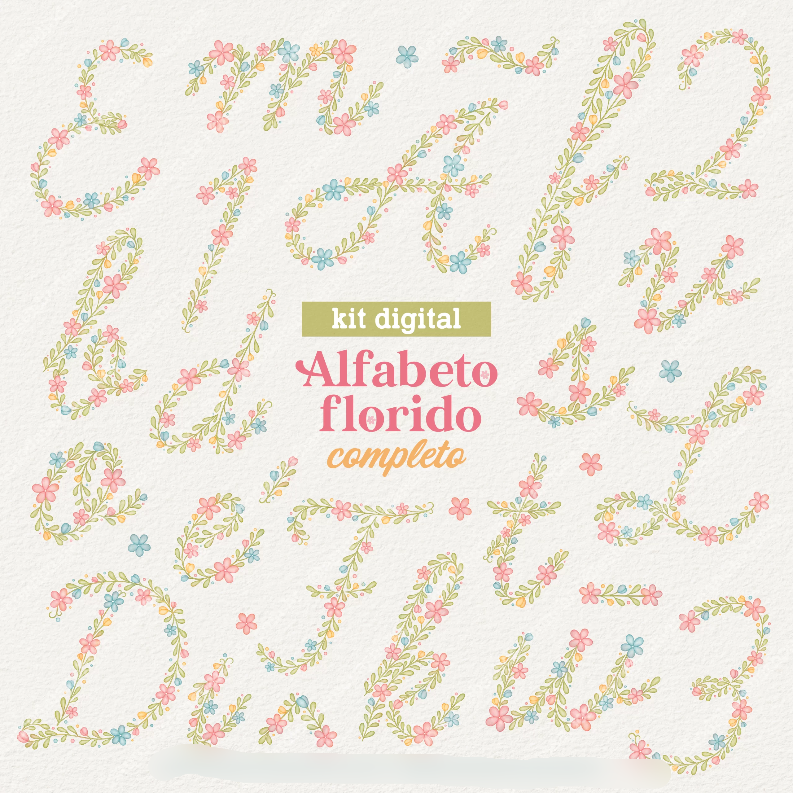 ALFABETO FLORIDO COMPLETO Kit Digital Alfabeto Florido - Imagem 1