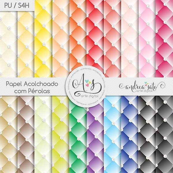 Acolchoado Perolas Kit Digital Papéis Acolchoado Perolas - Imagem 1