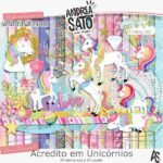 Kit Digital Papéis Acredito em Unicornios