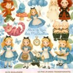 Kit Digital Alice no País das Maravilhas Aquarela