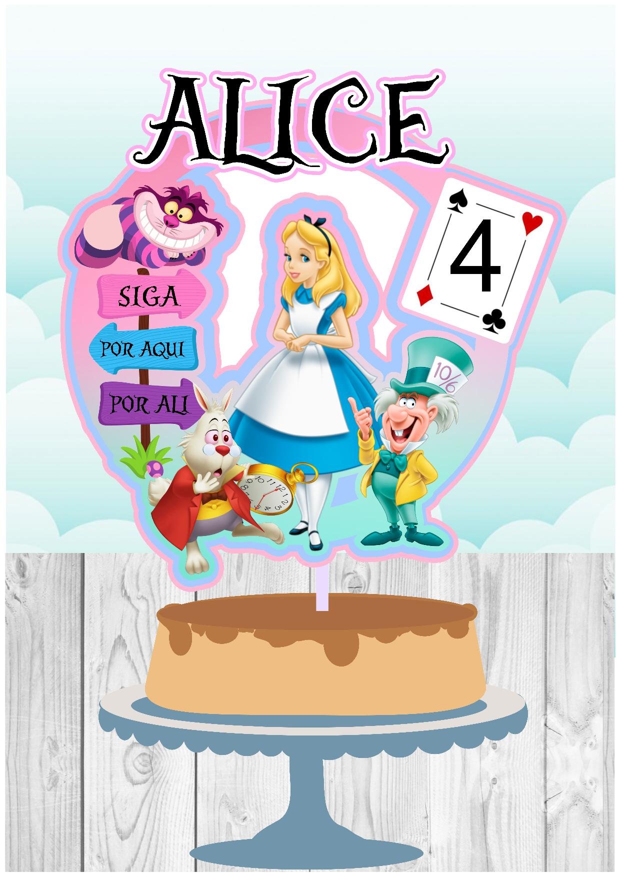 Alice no País das Maravilhas Circular Arquivo Topo de Bolo Alice no País das Maravilhas Circular - Imagem 1