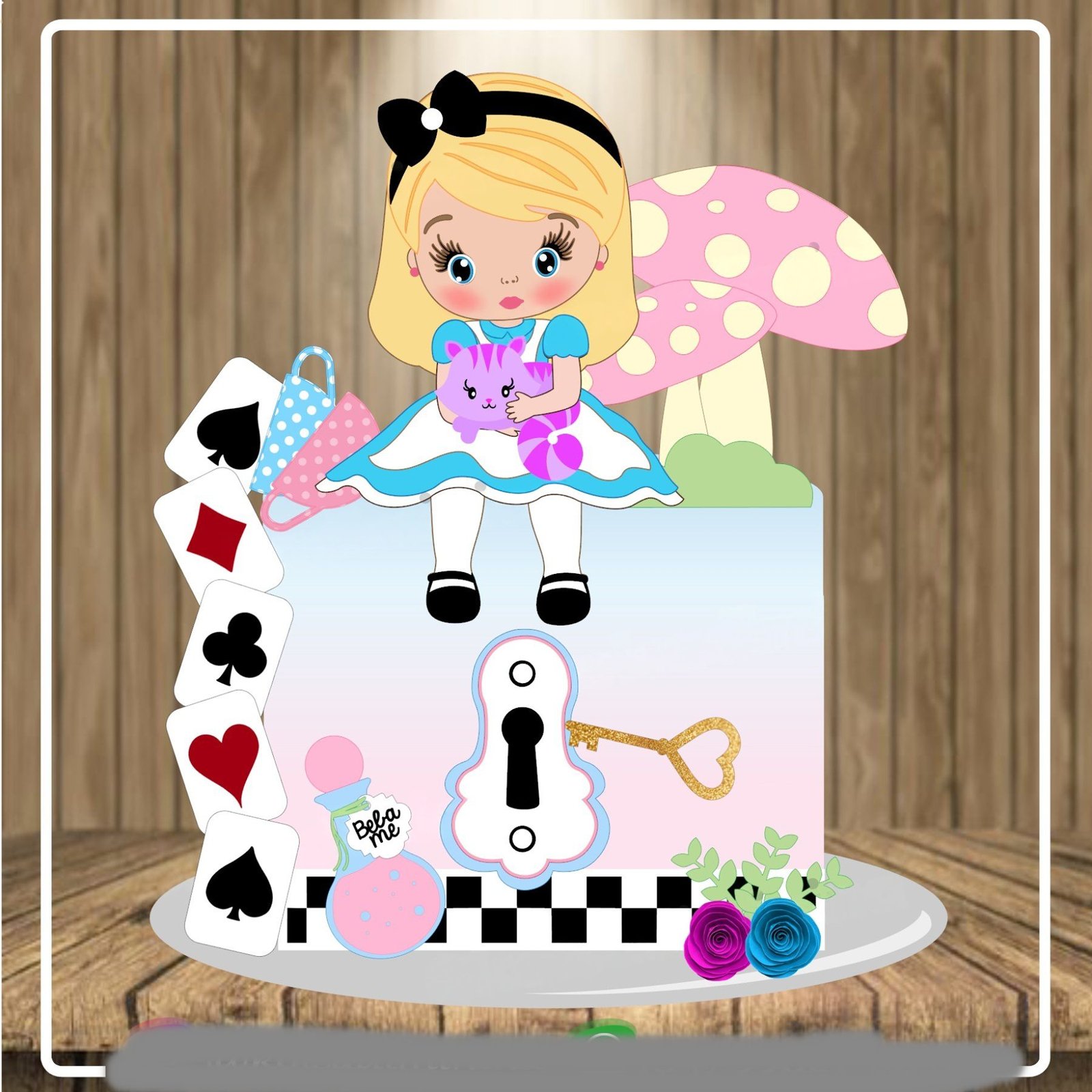 Alice no País das Maravilhas Cute Arquivo Topo de Bolo Alice no País das Maravilhas Cute - Imagem 1