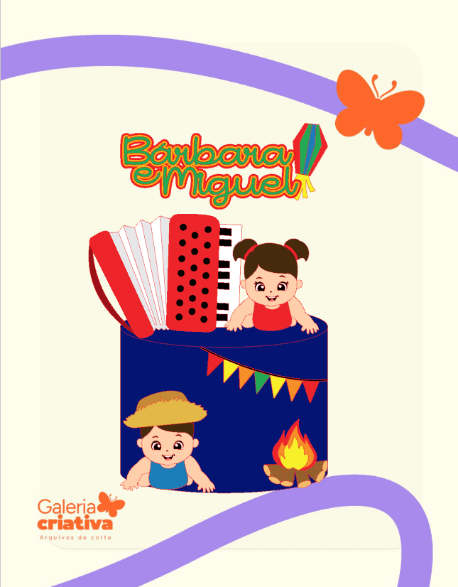 Arraiá Bárbara e Miguel Arquivo Topo Festa Junina Bebês Sanfona - Imagem 1