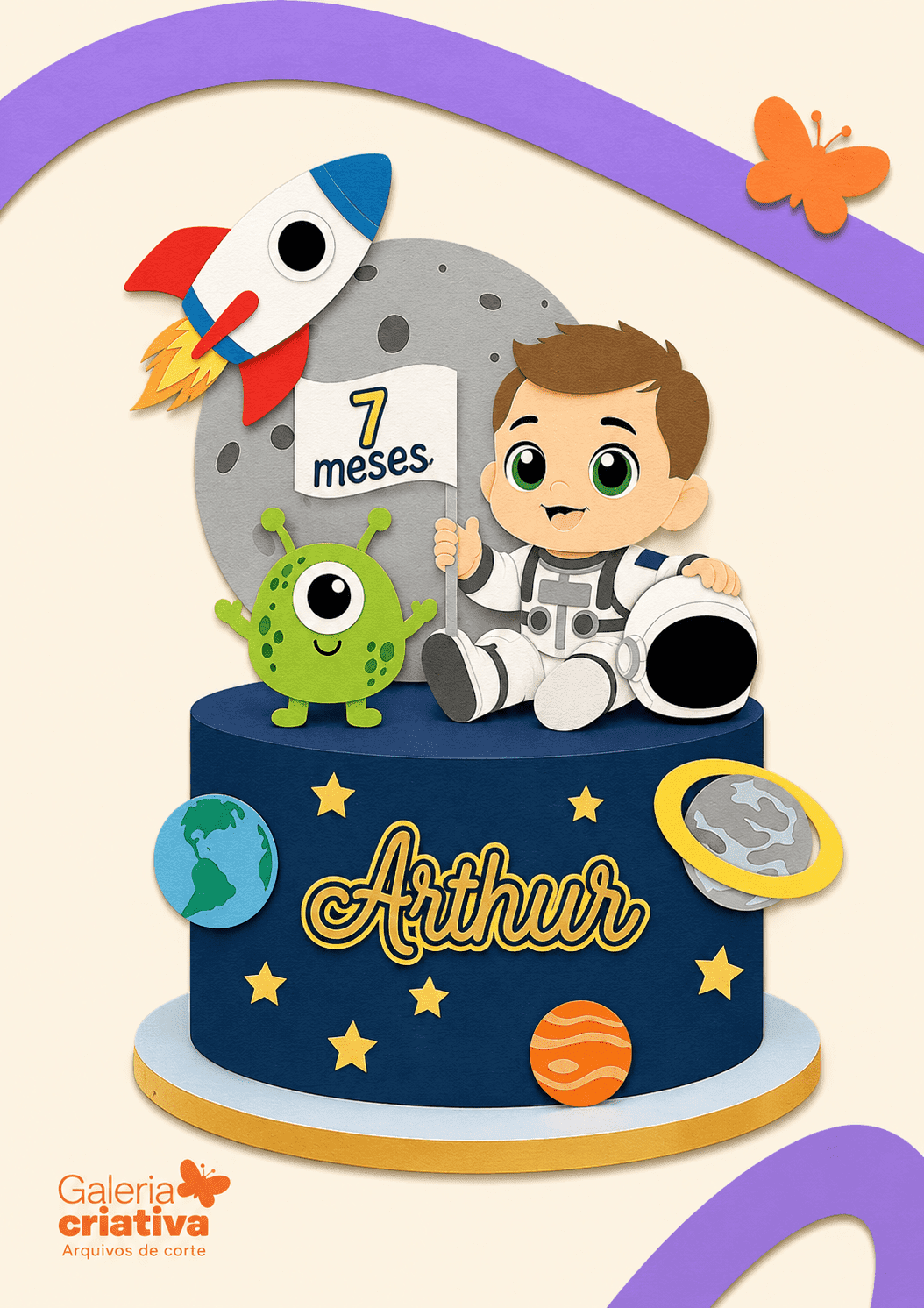 Astronauta Baby Arquivo Topo de Bolo Astronauta Baby - Imagem 1