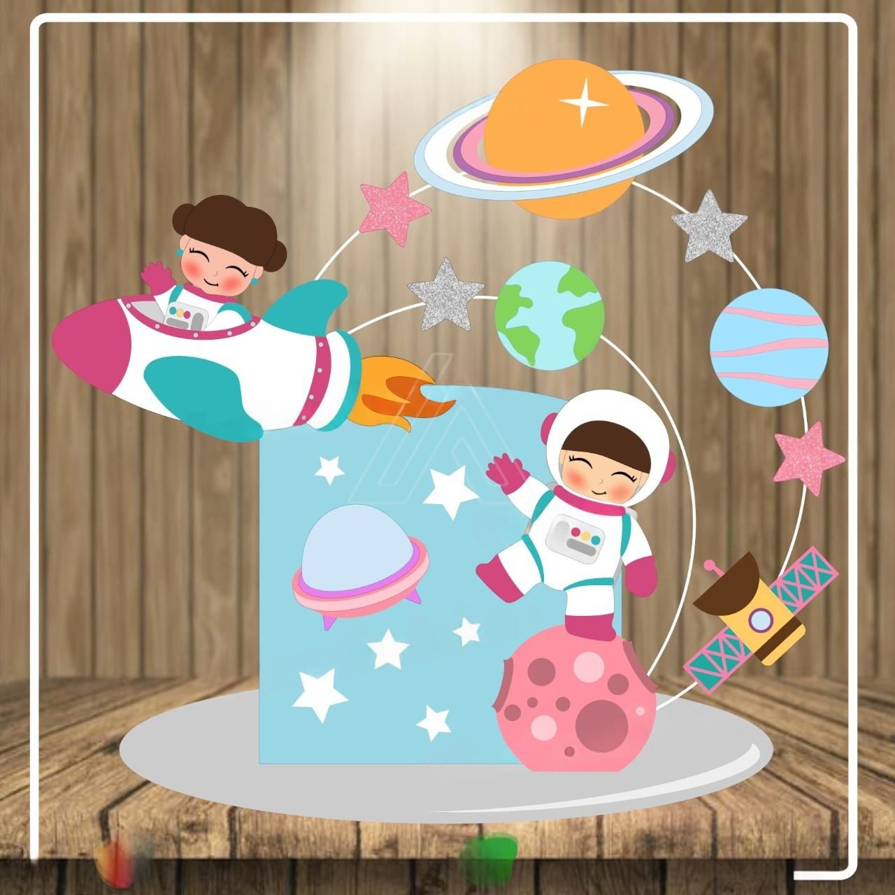 Astronauta MENINA 2 Arquivo Topo de Bolo ASTRONAUTA MENINA 2 - Imagem 1