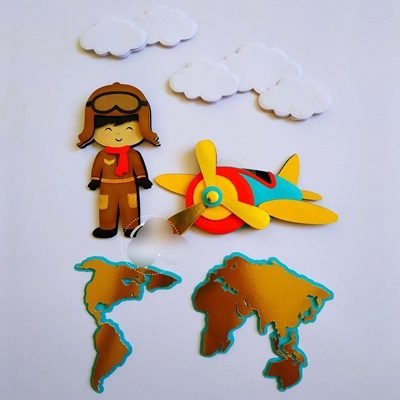 Aviador Menino 5 Arquivo Topo de Bolo Aviador Menino 5 - Imagem 1