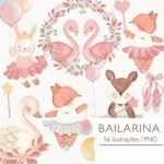 Kit Digital Animais Bailarina Rosa