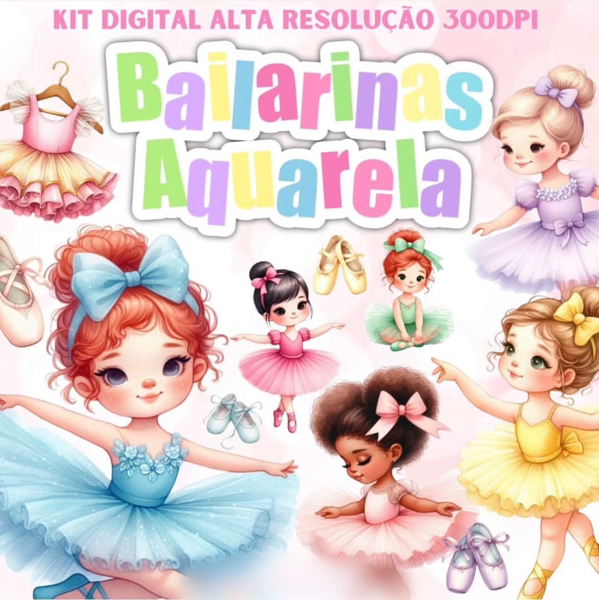 BAILARINAS AQUARELA Kit Digital BAILARINAS AQUARELA - Imagem 1