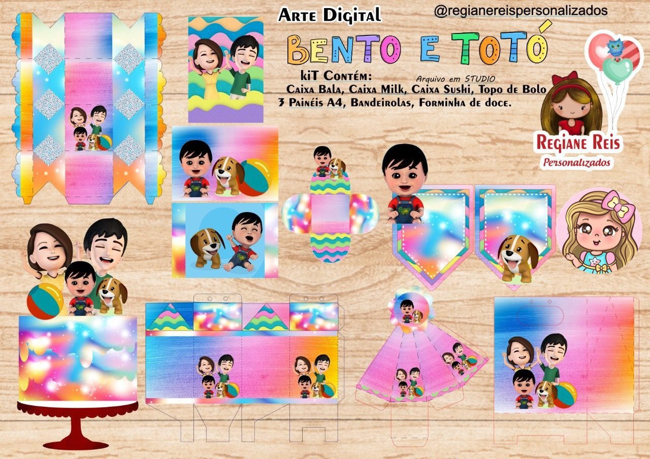 BENTO E TOTÓ PATINHO COLORIDO 2 Arquivo de corte Bento e Totó 2 - Imagem 1