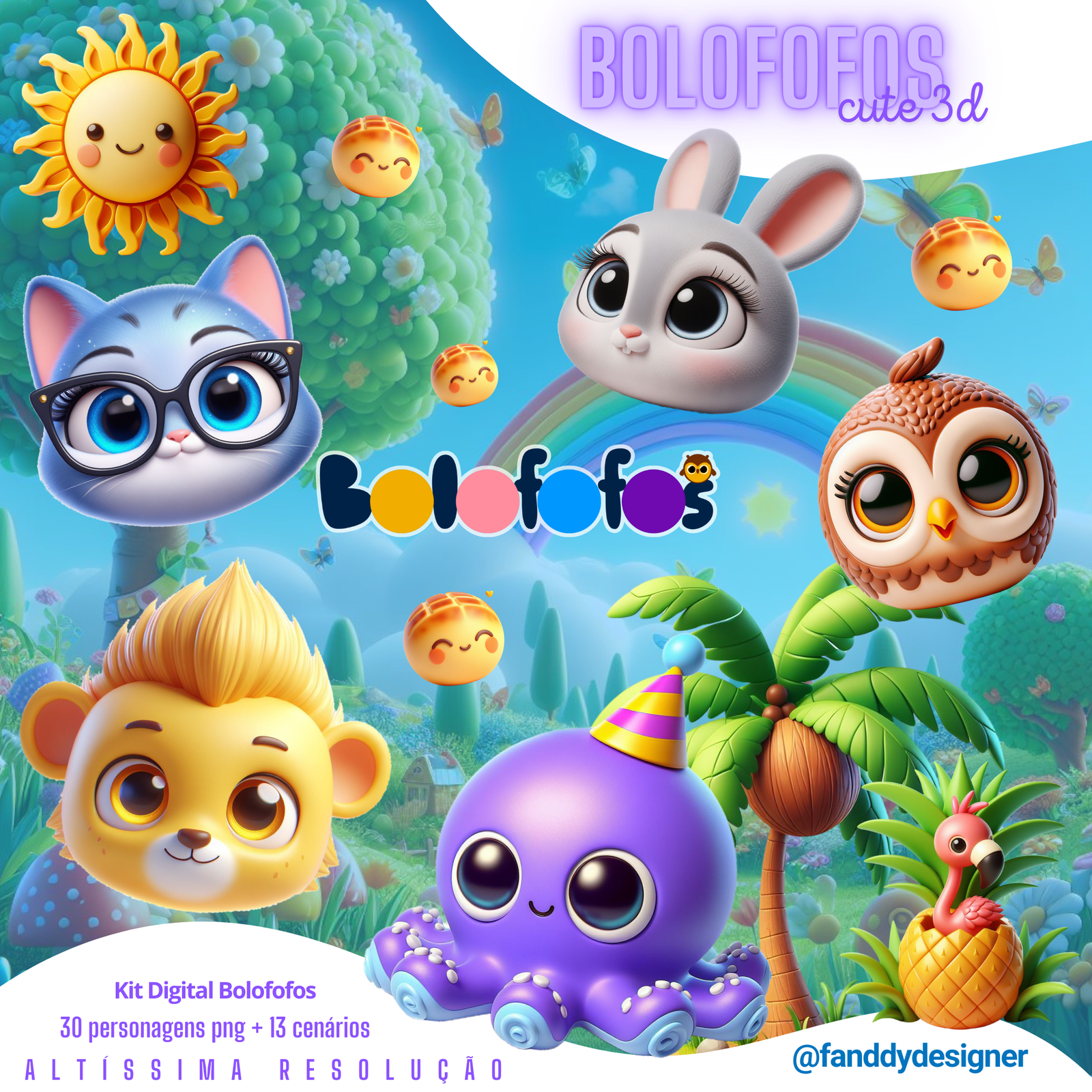 BOLOFOFOS Kit Digital Bolofofos Cute 3D - Imagem 1