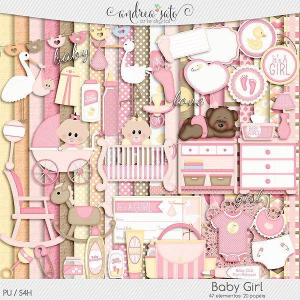 Baby Girl Kit Digital Papeis Baby Girl - Imagem 1