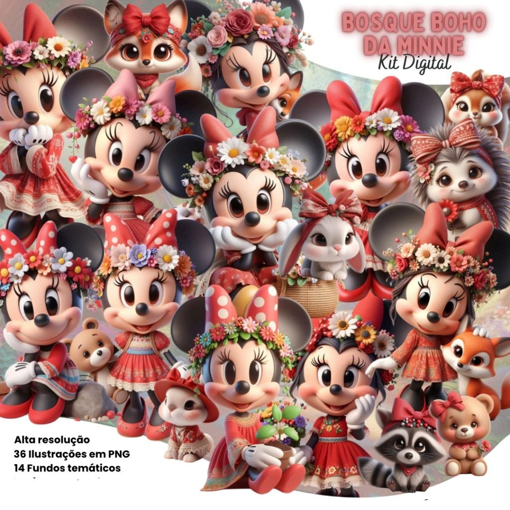 Bosque da Minnie Kit Digital Bosque da Minnie Vermelha - Imagem 1