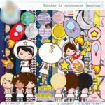 Kit Digital Brincar de Astronaltas Meninas