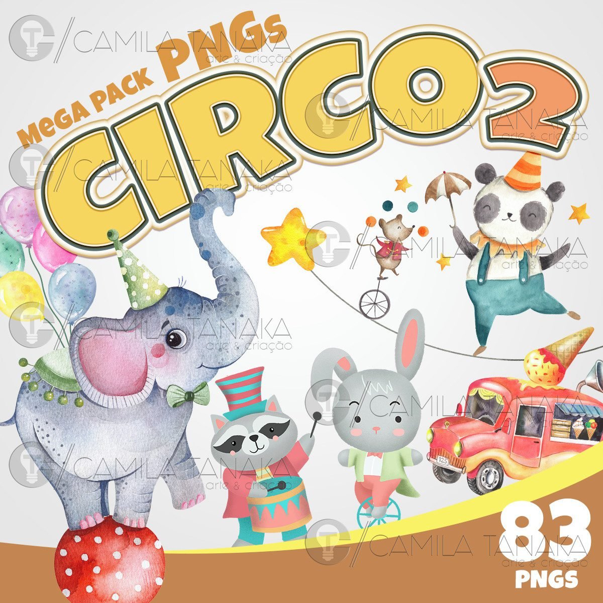 CIRCO 2 AQUARELA Kit Digital Circo Aquarela - Imagem 1