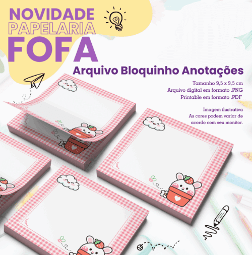 COELHINHO - BLOQUINHOS 9,5X9,5 Arquivo Bloquinhos Coelhinhos 9,5x9,5 - Imagem 1