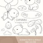 Kit Digital capivara preto e branco