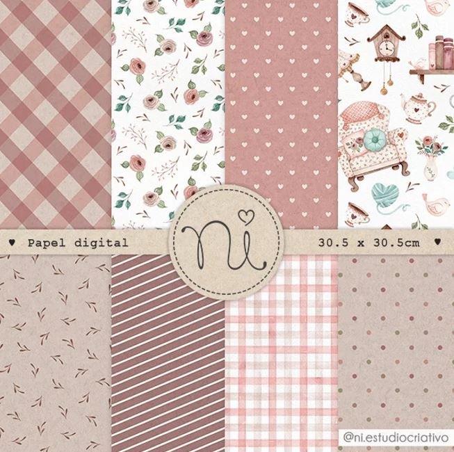 Casa da Vovó PP Kit Digital Papel Casa da Vovó PP - Imagem 1