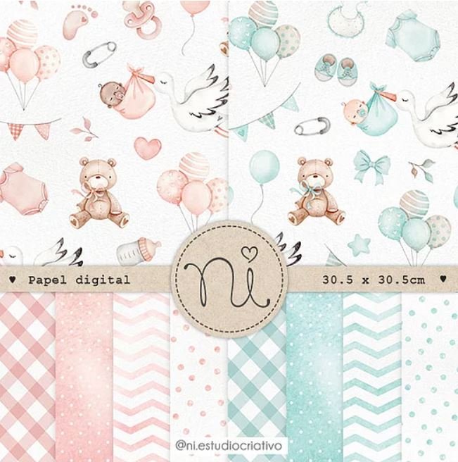 Chá Revelação PP Kit Digital Papel Chá Revelação - Imagem 1