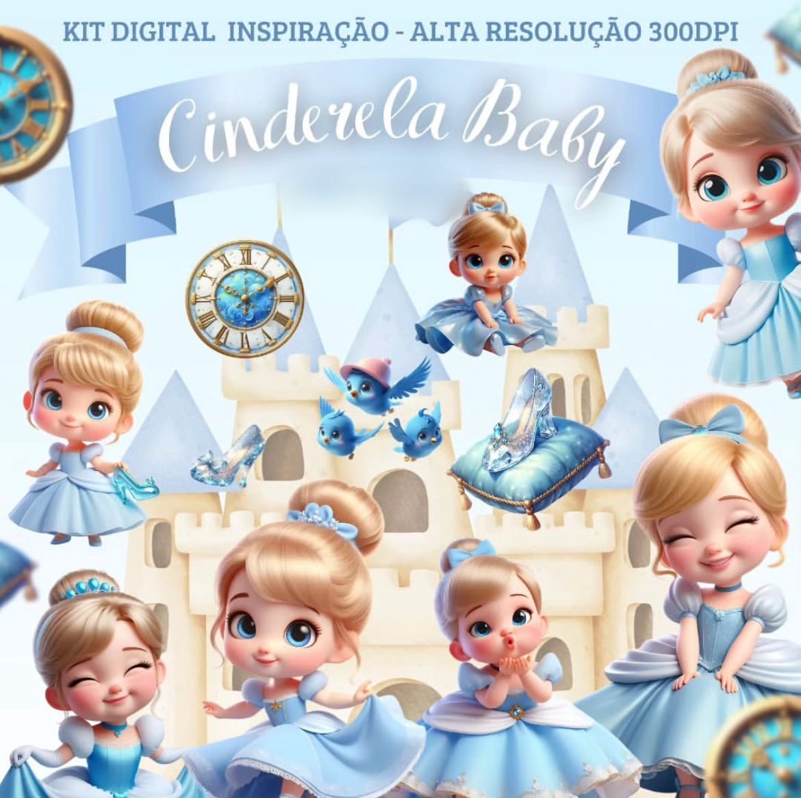 Cinderela Baby 3D Kit Digital Cinderela Baby 3D - Imagem 1