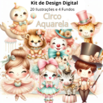 Kit digital circo aquarela