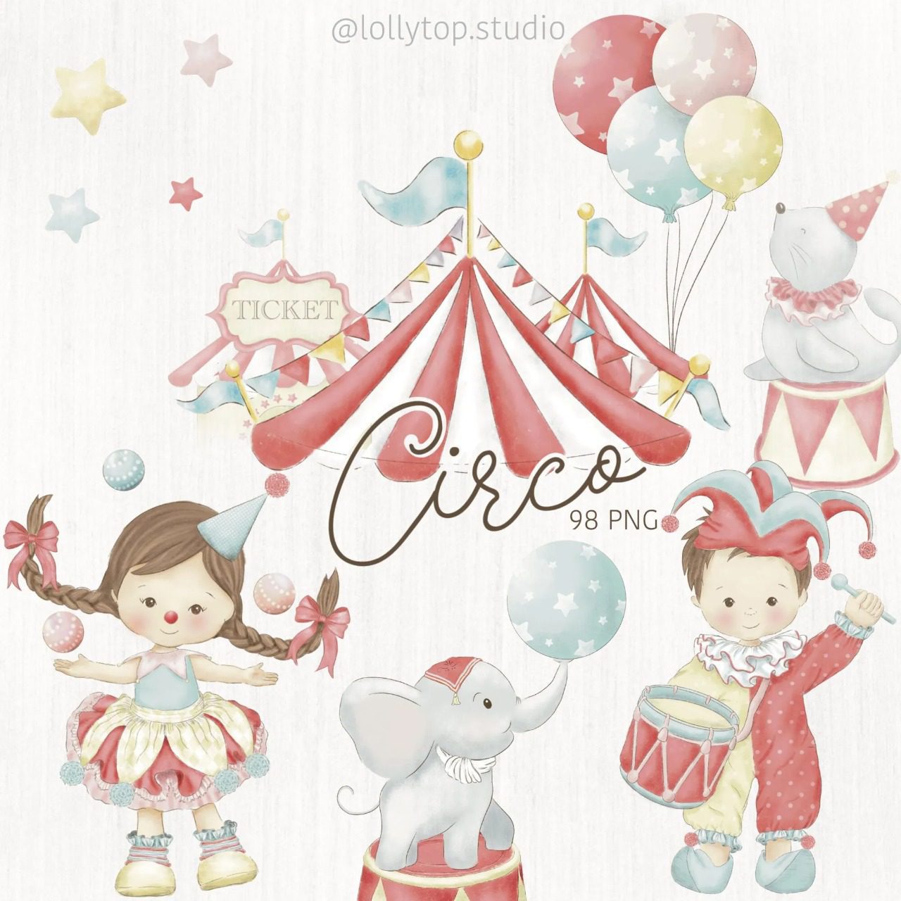 Circo Aquarela Kit Digital Circo Aquarela - Imagem 1