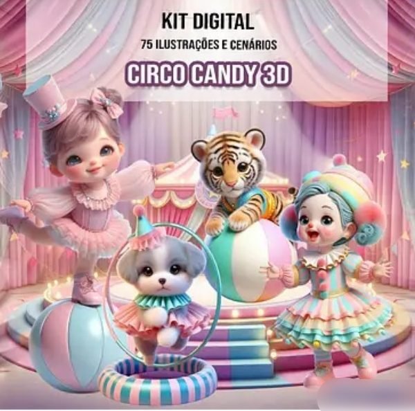Circo Candy 3D Kit Digital Circo Candy 3D - Imagem 1