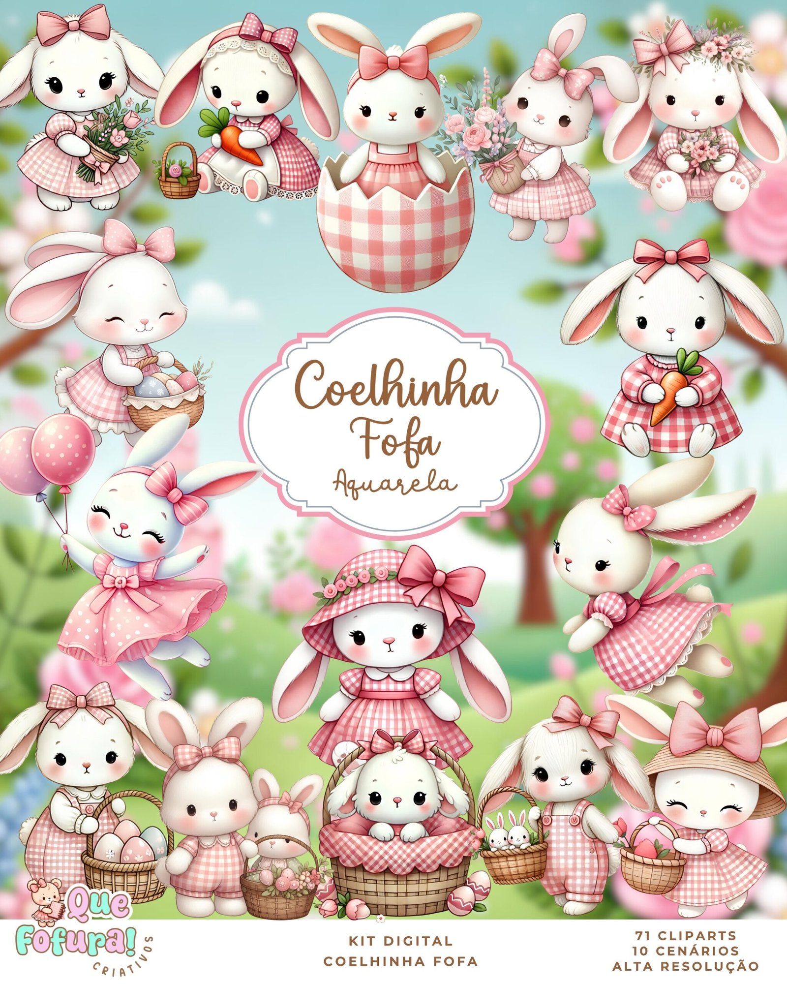 Coelhinha Fofa Kit Digital Coelhinha Fofa - Imagem 1
