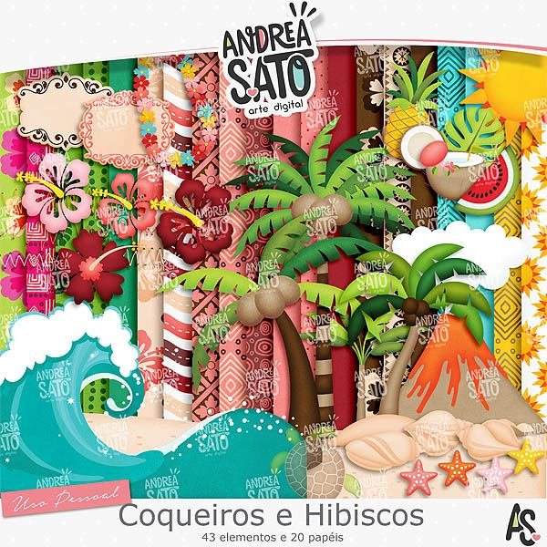 Coqueiros e Hibiscos Kit Digital Coqueiro e Hibiscos - Imagem 1