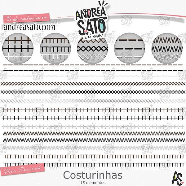 Costurinhas Kit Digital Papeis Costurinhas - Imagem 1