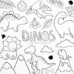 Kit Digital dinossauro preto e branco
