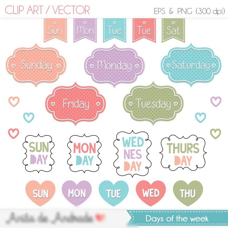Days Of The Week Kit Digital plaquinhas - Imagem 1