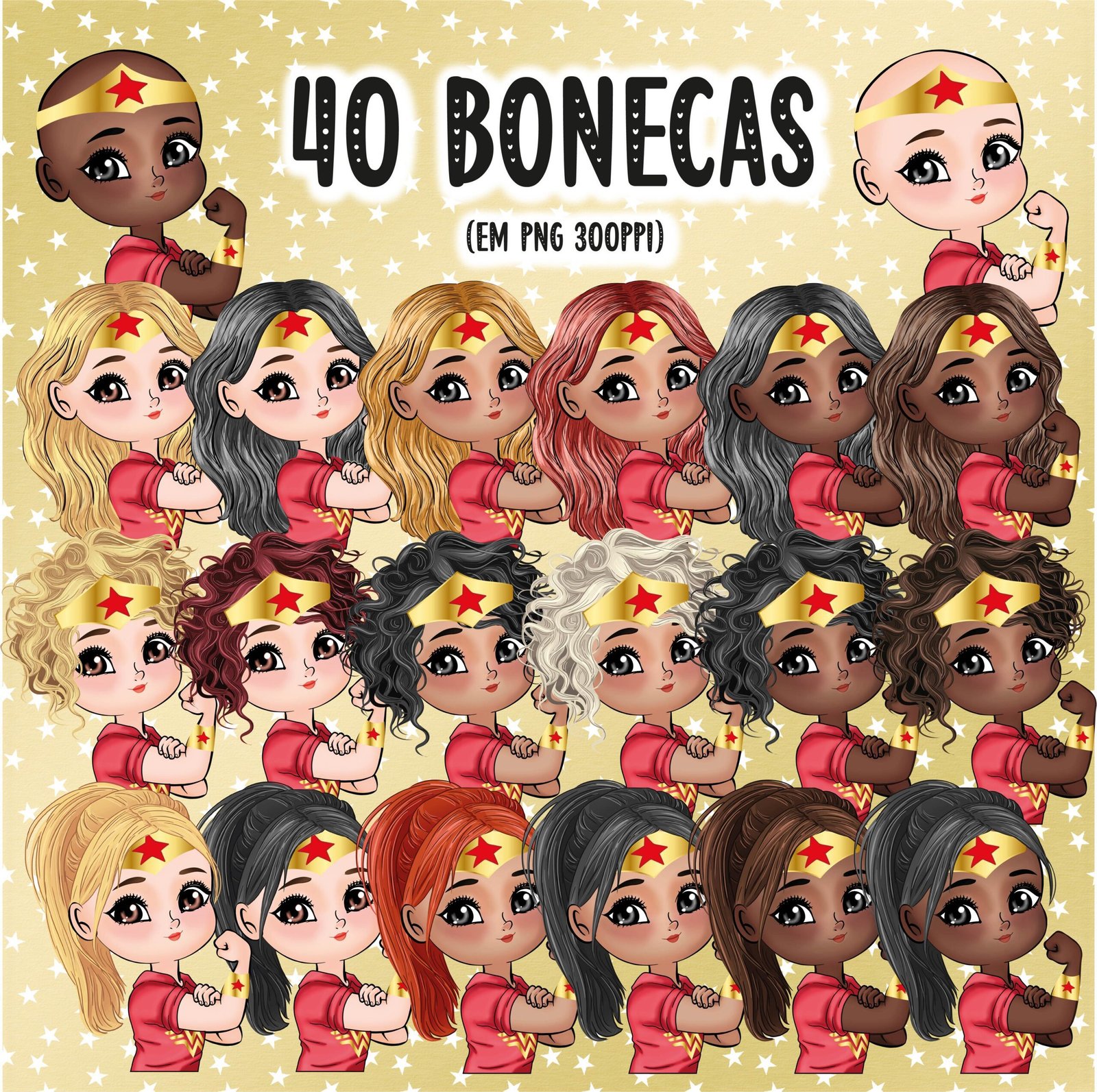 Dia da Mulher - Mulher Maravilha Dolls Kit Digital Dia da Mulher Maravilha - Imagem 1