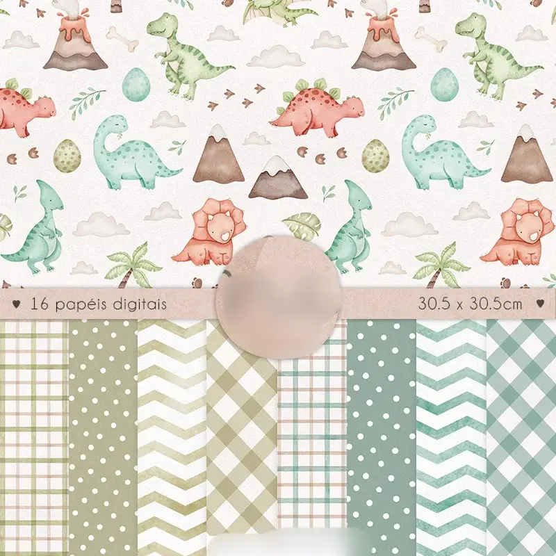 Dinos Papéis Kit Digital Papel Dinos - Imagem 1