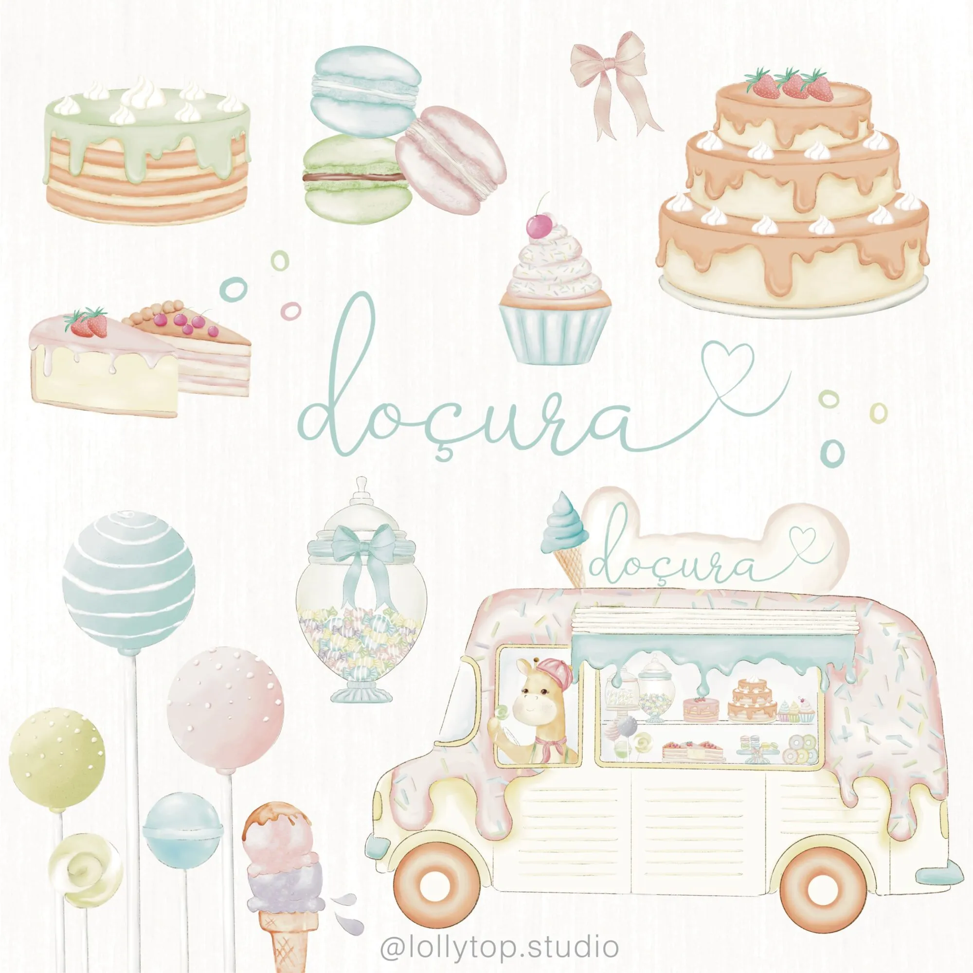 Doçura - Ilustrações Kit Digital Doçura Confeitaria - Imagem 1