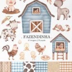Kit Digital fazendinha azul