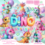 Kit Digital Dinossauro Rosa