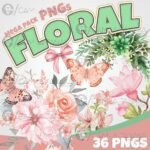 Kit Digital Flores Aquarela