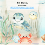 Kit Digital Fundo do Mar Tartarugas