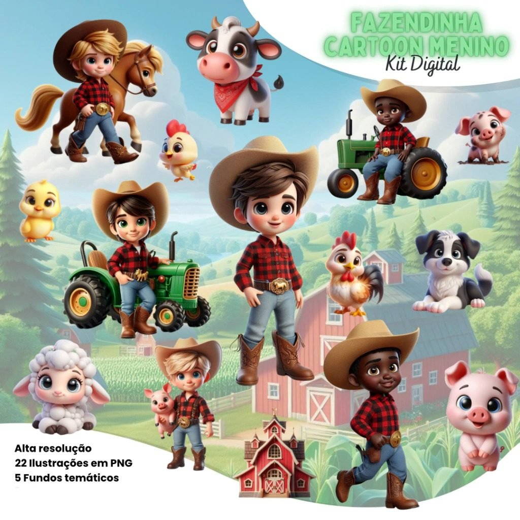 Fazendinha Menino Kit Digital Fazendinha Menino - Imagem 1