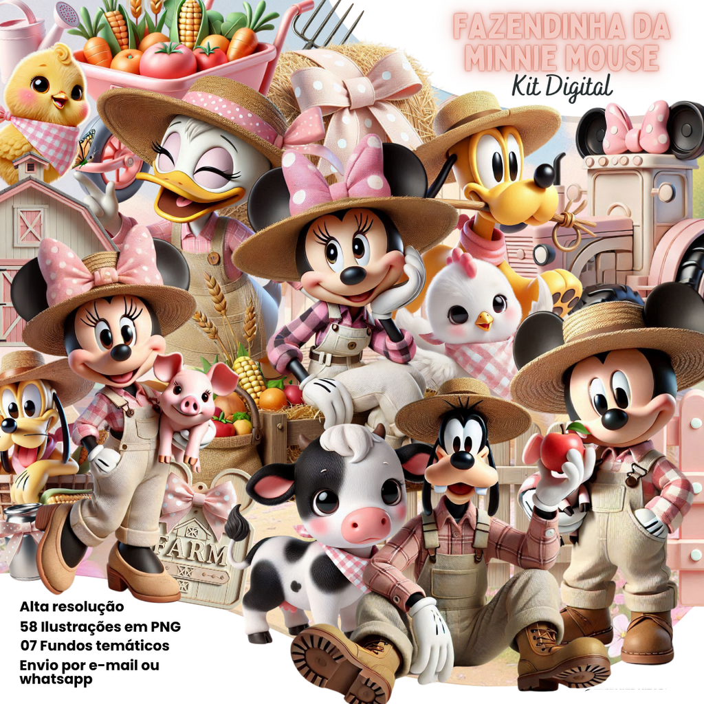 Fazendinha Rosa da Minnie Kit Digital Fazendinha Rosa da Minnie - Imagem 1