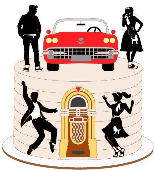 Festa Anos 60 Arquivo Topo de Bolo Festa Anos 60 - Imagem 1