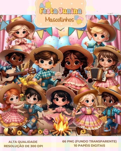 Festa Junina - Mascotinhos Kit Digital Festa Junina Mascotinhos - Imagem 1