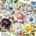 Kit Digital Flores Vintage Aquarelado