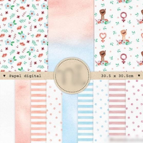 Girl Power PP Kit Digital papeis dia da mulher girl power - Imagem 1