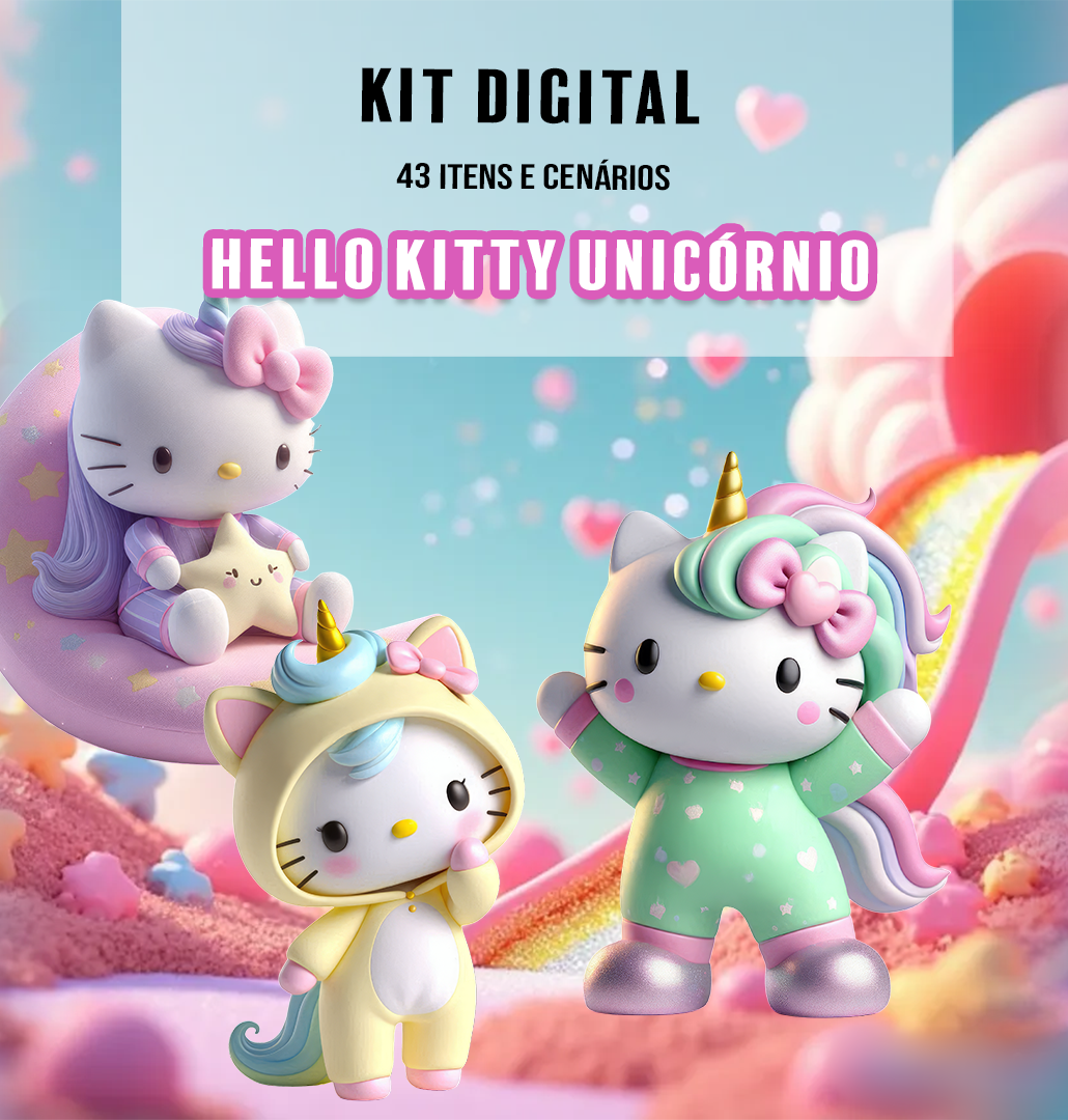 HELLO KITTY UNICORNIO Kit Digital Hello Kitty Unicórnio - Imagem 1
