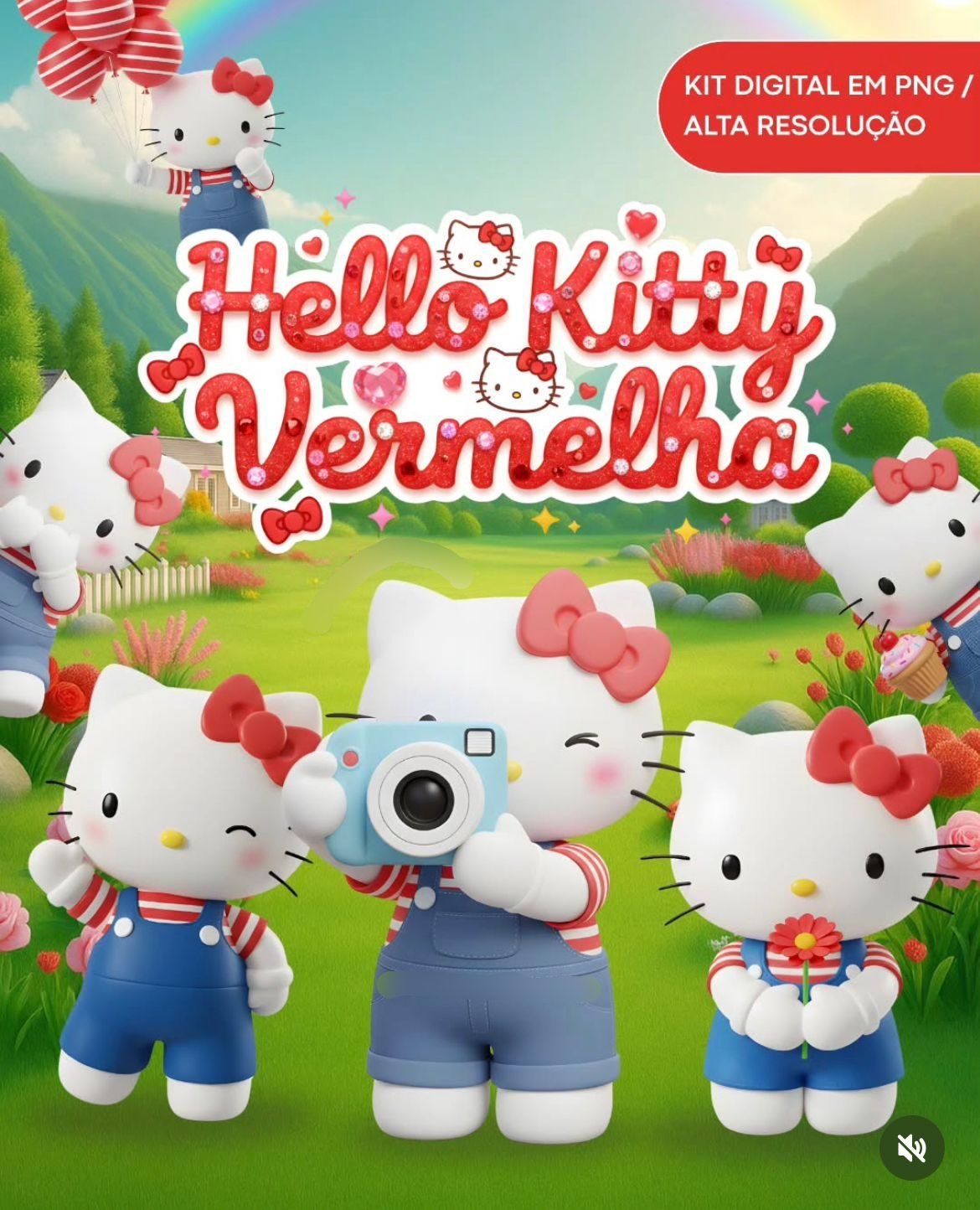 HELLO KITTY VERMELHA Kit Digital HELLO KITTY VERMELHA - Imagem 1