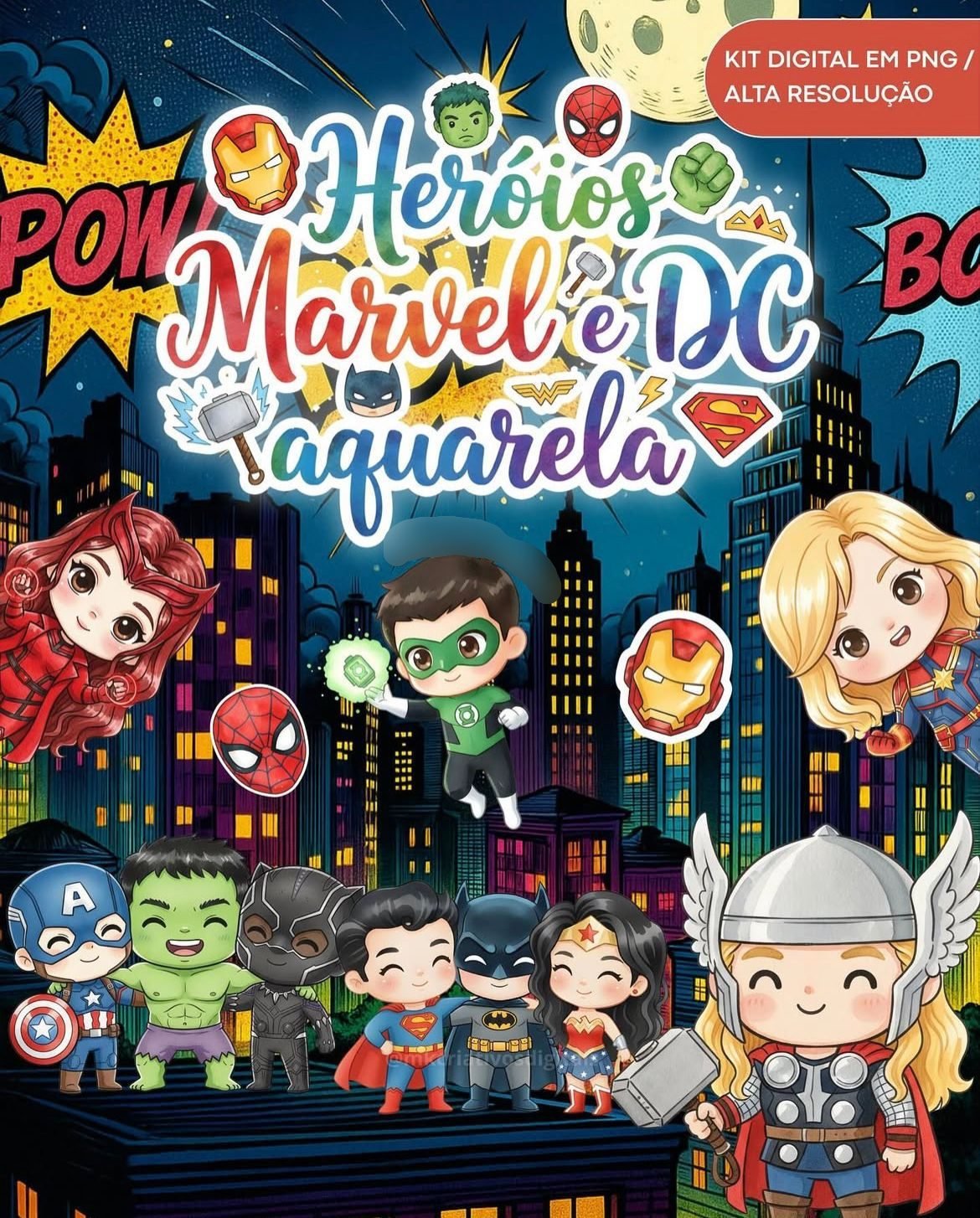 HERÓIS AQUARELA Kit Digital HERÓIS AQUARELA - Imagem 1