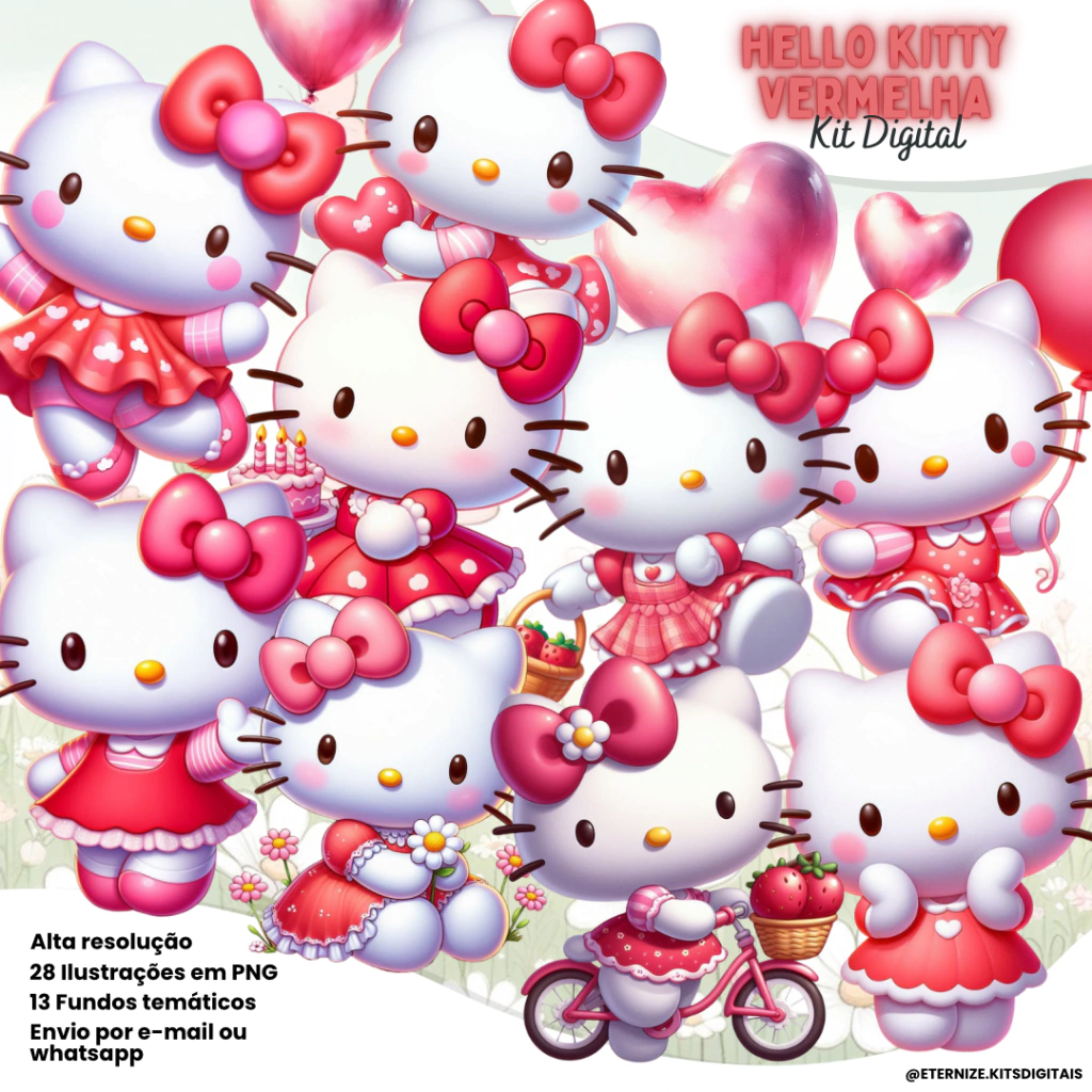 Hello Kitty Vermelha Kit Digital Hello Kitty Vermelha - Imagem 1