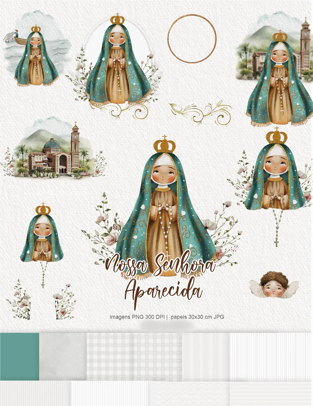 Ilustrações Nossa Senhora Aparecida 6 - Parte 1 Kit Digital nossa senhora aparecida 6 p1 - Imagem 1
